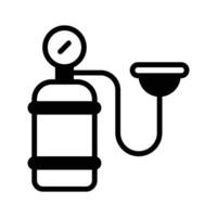 An oxygen tank connected to a breathing mask, icon of oxygen cylinder vector