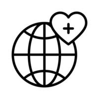 Global healthcare icon, earth with heart and medical sign vector