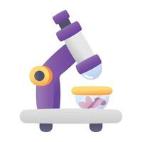 Blood testing with microscope, flat icon vector