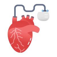 A flat icon of heart pacemaker implant vector