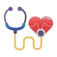 An icon of heart checkup in flat style vector