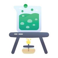Flat style icon of lab burner with chemical beaker vector