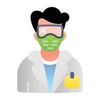 A flat style icon of scientist character vector