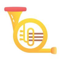 French horn icon in flat style vector