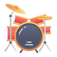 A flat style icon of drum set vector
