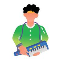 Keyboard player icon in flat style vector