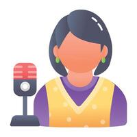 A character based podcasting icon in flat style vector