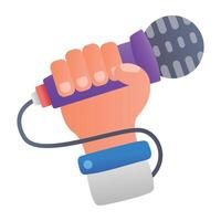 A flat style icon of musical mic in hand vector