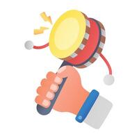 A flat style icon of rattle drum in hand vector