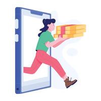 A flat style illustration of online delivery vector
