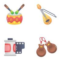 Pack of 04 Music Flat Icons vector