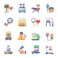 Bundle of Medical and Testing Flat Icons vector