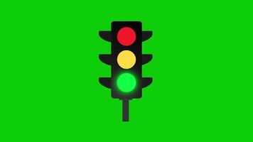 Traffic Light With Changing Light Animation. Stop Wait and Go Light Signal For Vehicle. Traffic Signal With Red, Yellow, And Green Light. 4K Resolution video