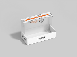Realistic Wide Flat Rectangle Packaging Box 3D Rendering Mock-up easy to change colors - Mockup for branding psd