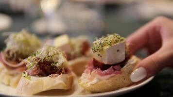 sandwich with cheese and ham Sandwich with Lettuce, Ham and Slice of Cheese Falling video