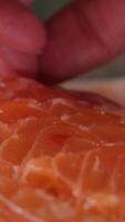 retirar ossos a partir de vermelho peixe fechar acima tiro a cozinhar retirar ossos a partir de fresco vermelho peixe video