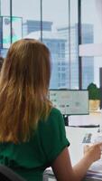 Vertical Businessman attending job interview with the HR employees in office, discussing about career plans and the opportunity of human resources development. Recruitment process in enterprise. Camera B. video