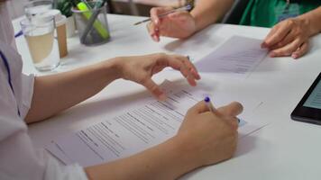 HR experts refusing job applicants based of lack of skills and qualifications, rejecting unsuitable people after the interview. Recruiters selecting candidates for employment. Close up. Camera B. video
