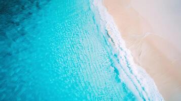 Aerial View of Pristine Beach with Turquoise Waters and White Sand Patterns photo