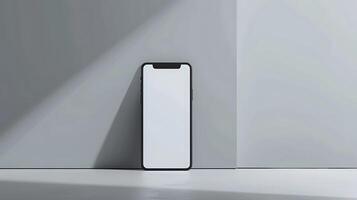 Sleek Smartphone Mockup with Blank Screen Featuring Modern UI Design on Minimalist Background photo