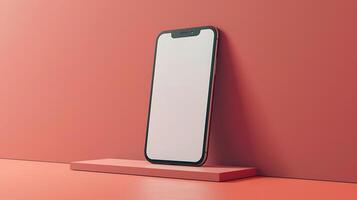 Minimalist Smartphone Mockup with Blank Screen and Modern UI Design on Simple Background photo