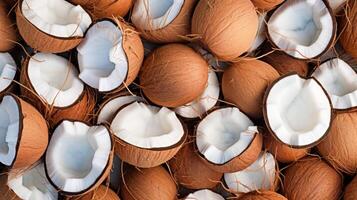 Lots of coconuts background. image photo