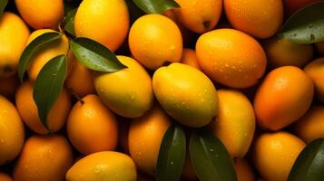 Group of yellow fresh ripe mango pattern. image photo