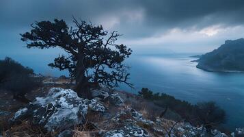 Beautiful beach views in Greece, Clean and beautiful, in winter, which in Generate AI photo
