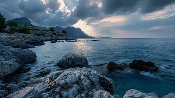 Beautiful beach views in Greece, Clean and beautiful, in the afternoon, which in Generate AI photo