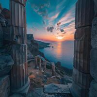 Beautiful beach views in Greece, Clean and beautiful, in the afternoon, which in Generate AI photo