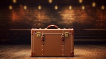 Old suitcase for traveling on a white background. Neural network photo