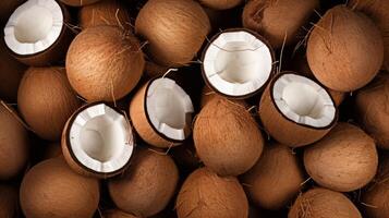Lots of coconuts background. image photo