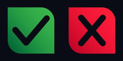 Check mark icon and X mark symbol vector