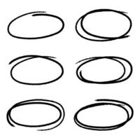 Hand drawn ellipse in charcoal scribble style vector