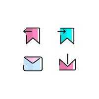 Sweet menu icons and symbols for apps, such as save, email, and download vector