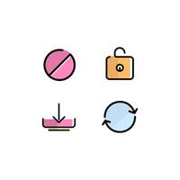 menu system flat icons, such as add, block, and lock vector
