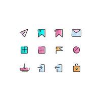 A collection of sweet and cute menu and system icons vector