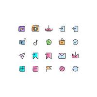 icon set for social media and system and menu. vector