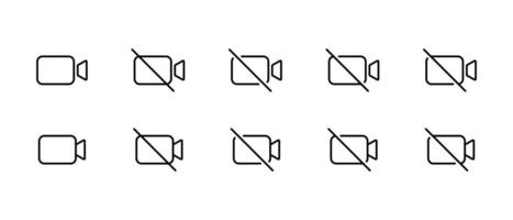Mute call line icon set collection. Off camera sign symbol vector