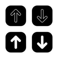 Up and down direction arrow icon in black square vector