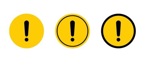 Circle warning, caution sign icon set in flat style vector