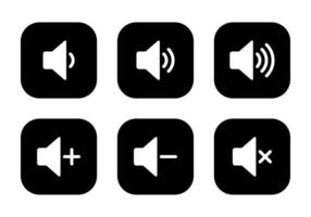 Speaker volume icon set collection on black square vector