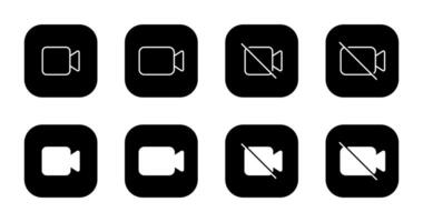 camera icon set collection on black square vector