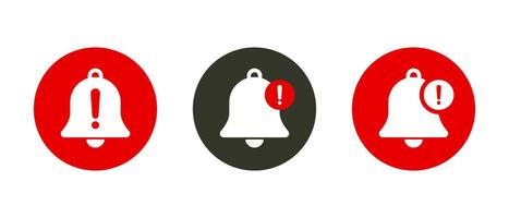 Emergency alert bell icon on circle background. Warning notification sign symbol vector