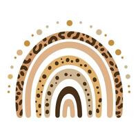 Abstract rainbow with animal patterns boho illustration in brown and beige tones vector