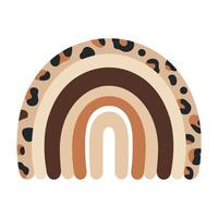 Leopard print rainbow illustration in browns and beiges on a white background vector