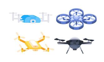 Four different drones flying and recording, showing the future of technology in our lives vector