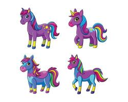 drawings of colorful cartoon hourse. ai vector