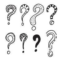 Image of question mark icon in doodle style on white background. vector