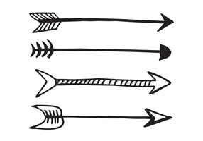 Set of black hand drawn arrows. Hipster ethnic elements isolated on white background. vector